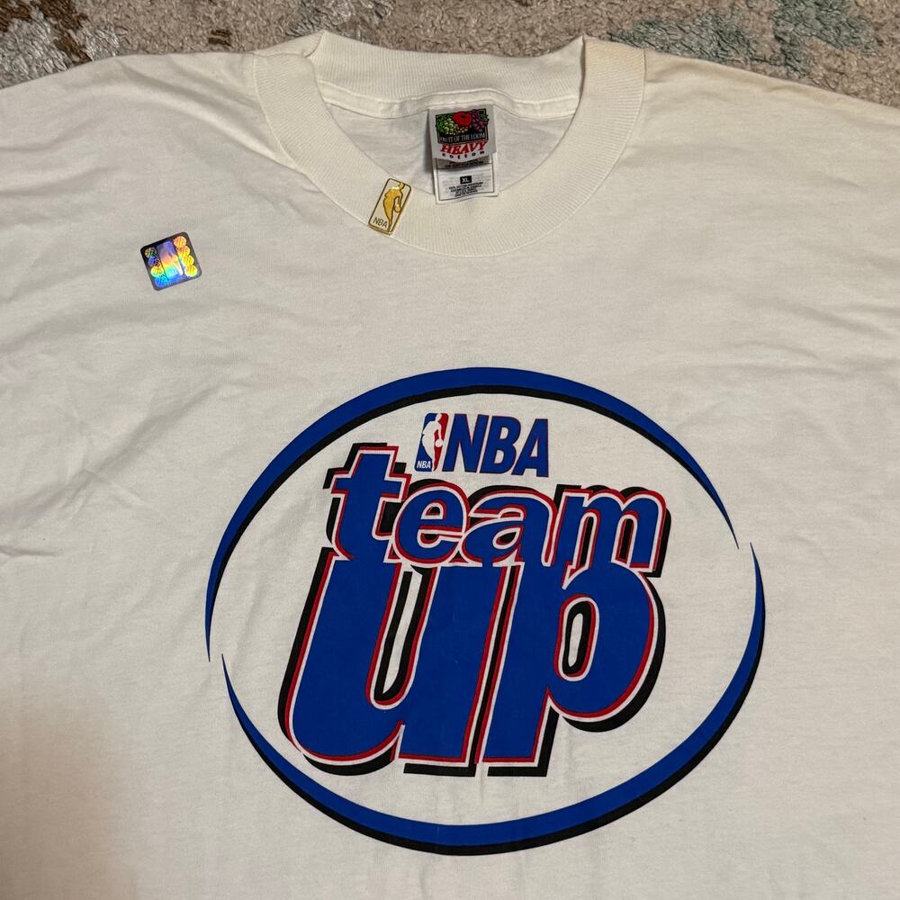Vintage NBA Team Up 90s Basketball Shirt Size XL w/ Gold Pin